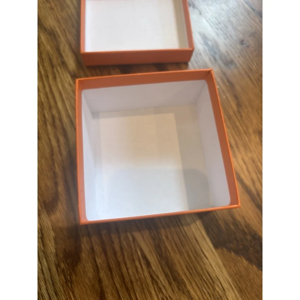 Hermes Authentic Empty Orange Jewelry Box Felt Pouch 4